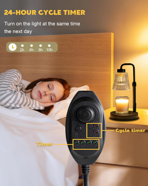 Candle Warmer Lamp with Dimmer/Timer/Adjustable Height，Electric Candle Lamp Warmer for Jar Candles，Home Decor Valentines Day Gifts for Daughter/Mom/Women