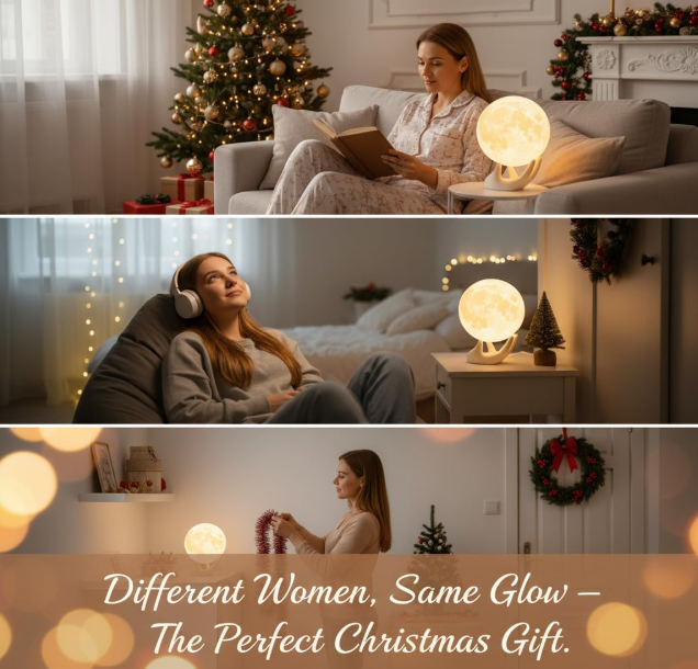 Moon Lamp – Unique Gift for Women, Mum, Her, Teenage Girls & Friends, Christmas Gifts Bedside Sad Lamp, 9 cm 3D Touch Control Night Light, Cordless Home Décor, w/Ceramic Base