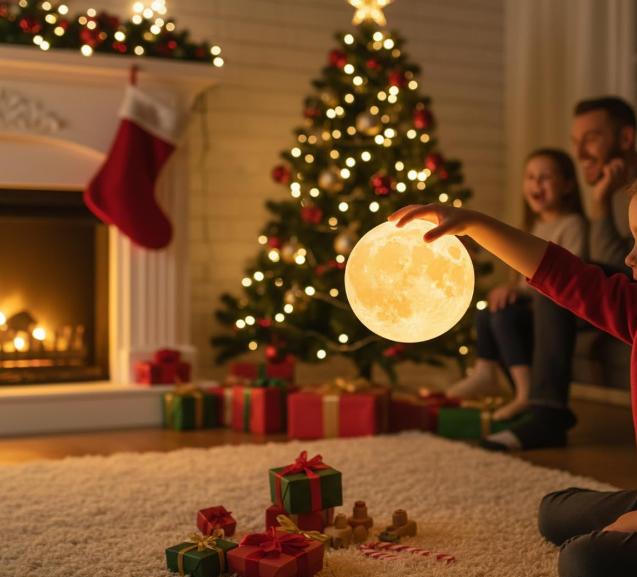 Moon Lamp – Unique Gift for Women, Mum, Her, Teenage Girls & Friends, Christmas Gifts Bedside Sad Lamp, 9 cm 3D Touch Control Night Light, Cordless Home Décor, w/Ceramic Base