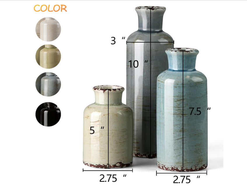 Modern Ceramic Vase Set, Neutral Colors, Decorative Vases for Home Shelf Decor, 4 Piece Collection (Coffee Mix Set 4)