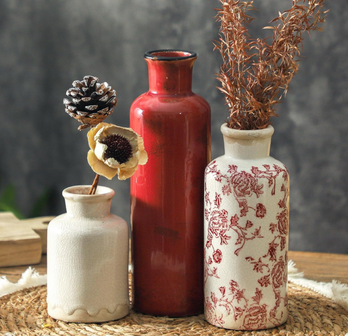 Modern Ceramic Vase Set, Neutral Colors, Decorative Vases for Home Shelf Decor, 4 Piece Collection (Coffee Mix Set 4) High Quality.