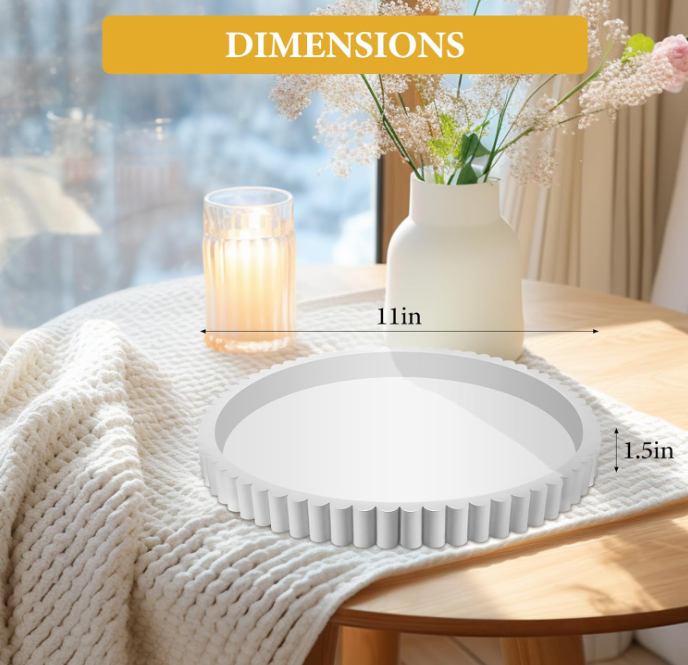 Coffee Table Tray, Wooden Round Decorative Tray Decorative Soap Holder Kitchen Countertop Organizer, Table Centerpieces Decorative for Home Decor, Modern Decorative Trays, Centerpiece Trays, Gray