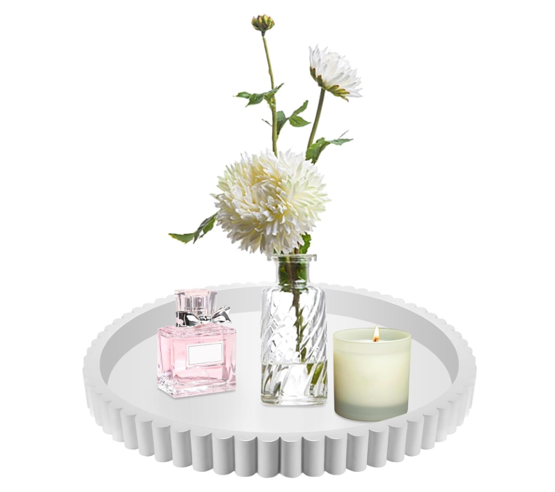 Coffee Table Tray, Wooden Round Decorative Tray Decorative Soap Holder Kitchen Countertop Organizer, Table Centerpieces Decorative for Home Decor, Modern Decorative Trays, Centerpiece Trays, Gray